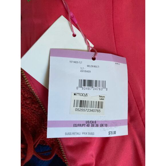 Pappagallo Women's Dress Size 6  Melon Multicolored Sleeveless NWT - Picture 6 of 10